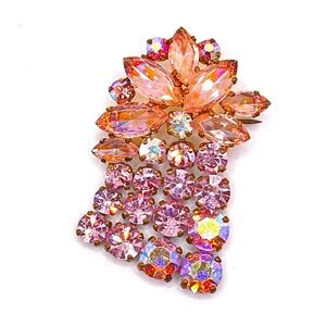 Western Germany Signed Vintage Pink Brooch